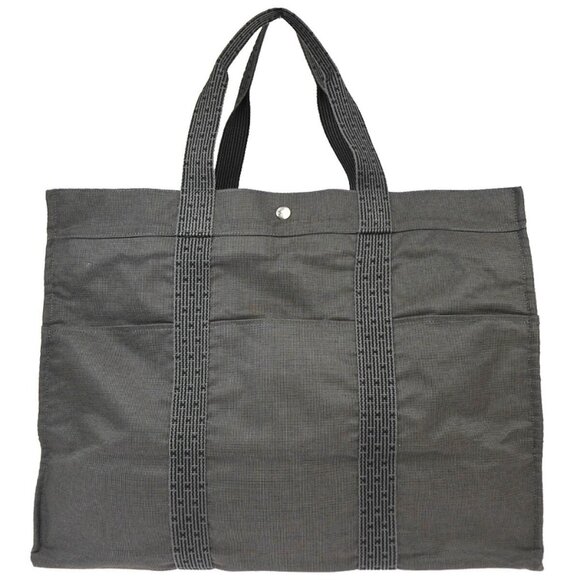 Hermes Gray Canvas Herline Tote GM Handbag 185630 - Picture 1 of 10